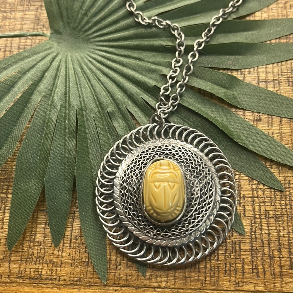 Vintage Silver Aztec Inspired Necklace/ Costume Jewelry